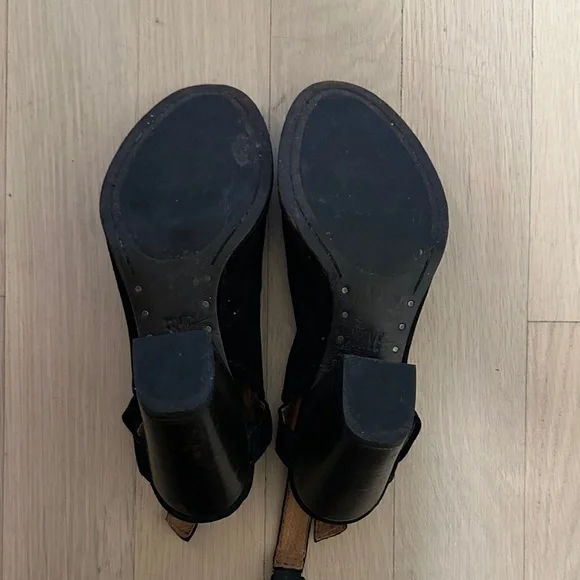 Suede Frye open toe black heels - Picture 5 of 5